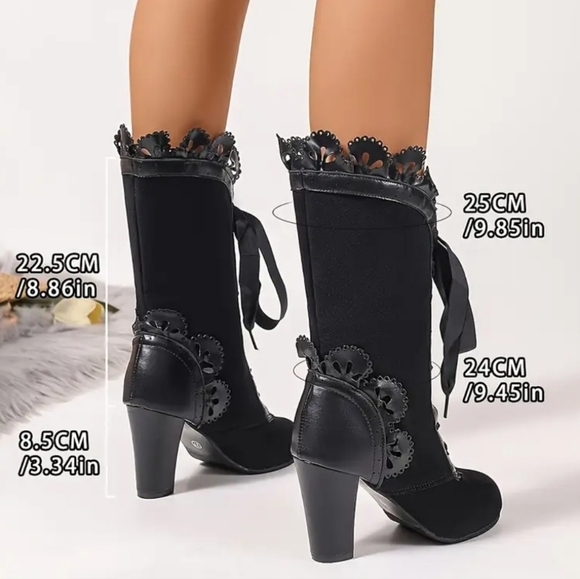 🐎NEW! Victorian Style Black Lace-Up Boots Sz 6 - Picture 3 of 3